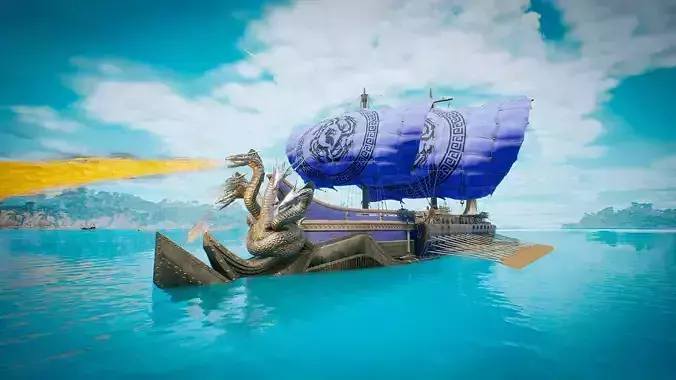 Antique Ship Trireme with interior Low-poly 3D model