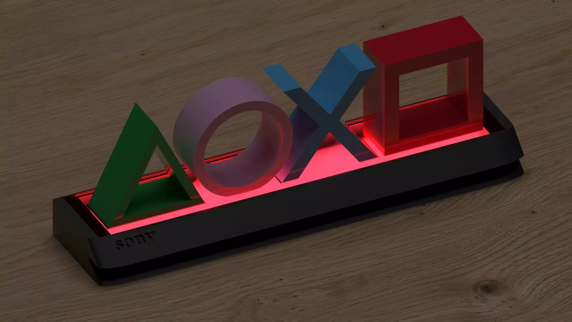 Glowing statuette lamp logo Sony playstation 3D print model 3D print model