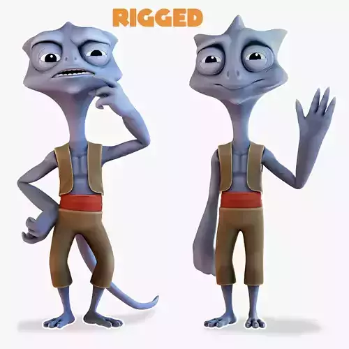 Cartoon Alien Rigged Low-poly 3D model