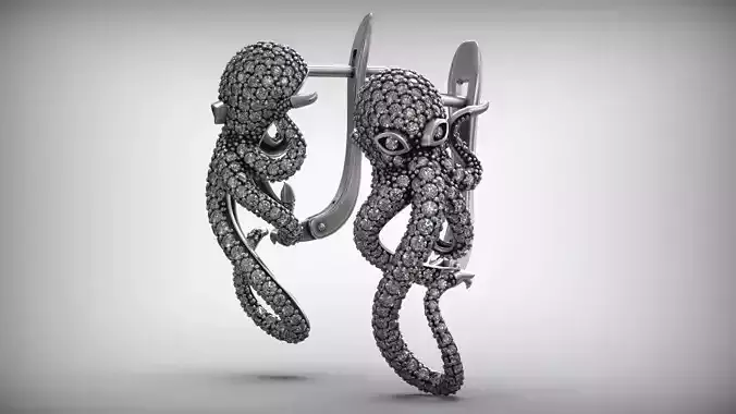 Ocean Octopus Diamond Earrings