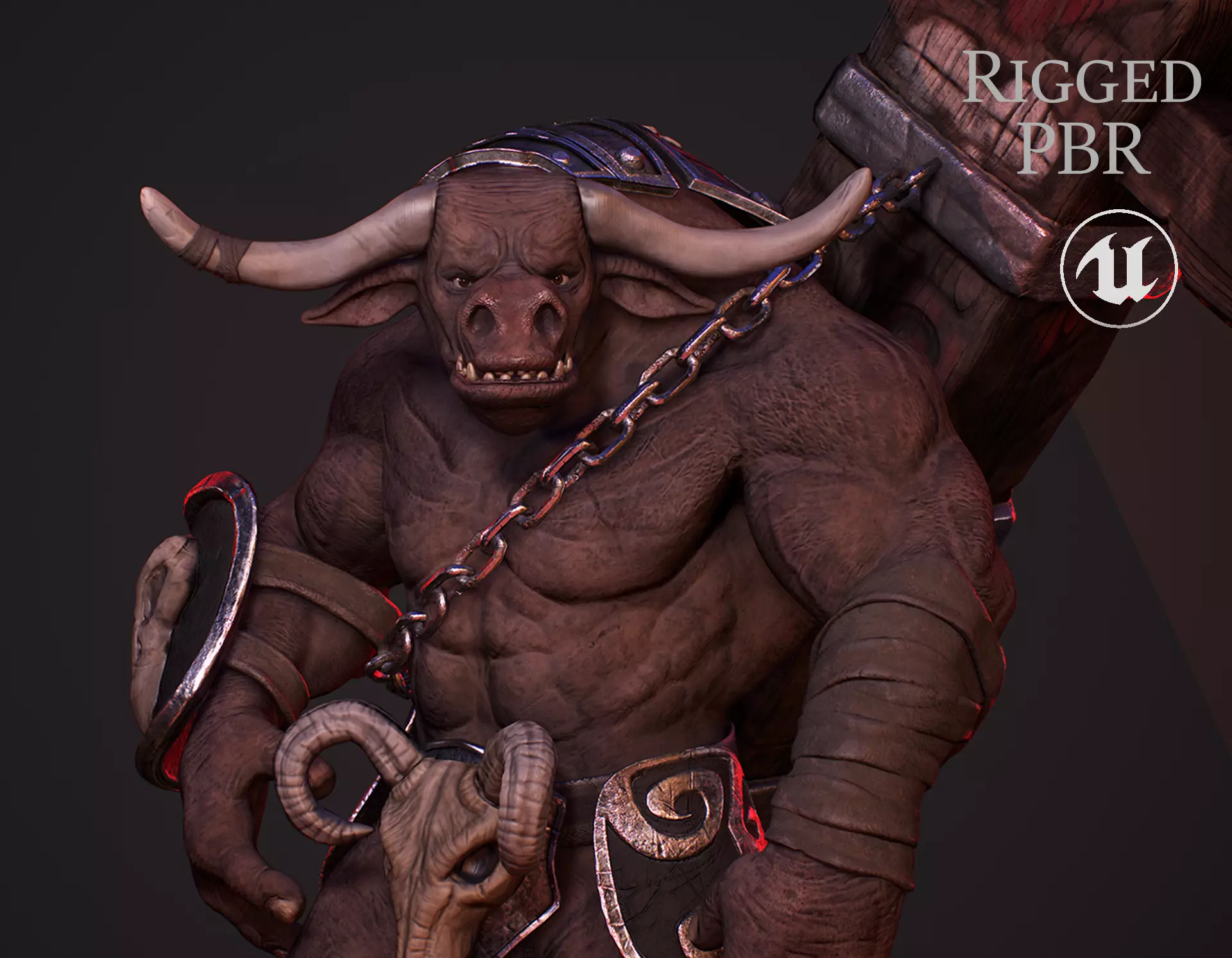 Modular Tauren Minotaur Monster Knight Warrior MMO RPG Low-poly 3D model_0