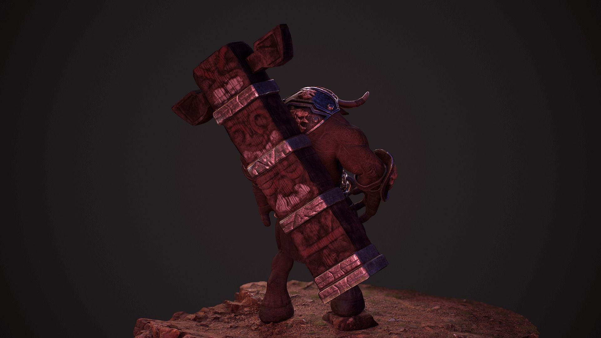 Modular Tauren Minotaur Monster Knight Warrior MMO RPG Low-poly 3D model_8