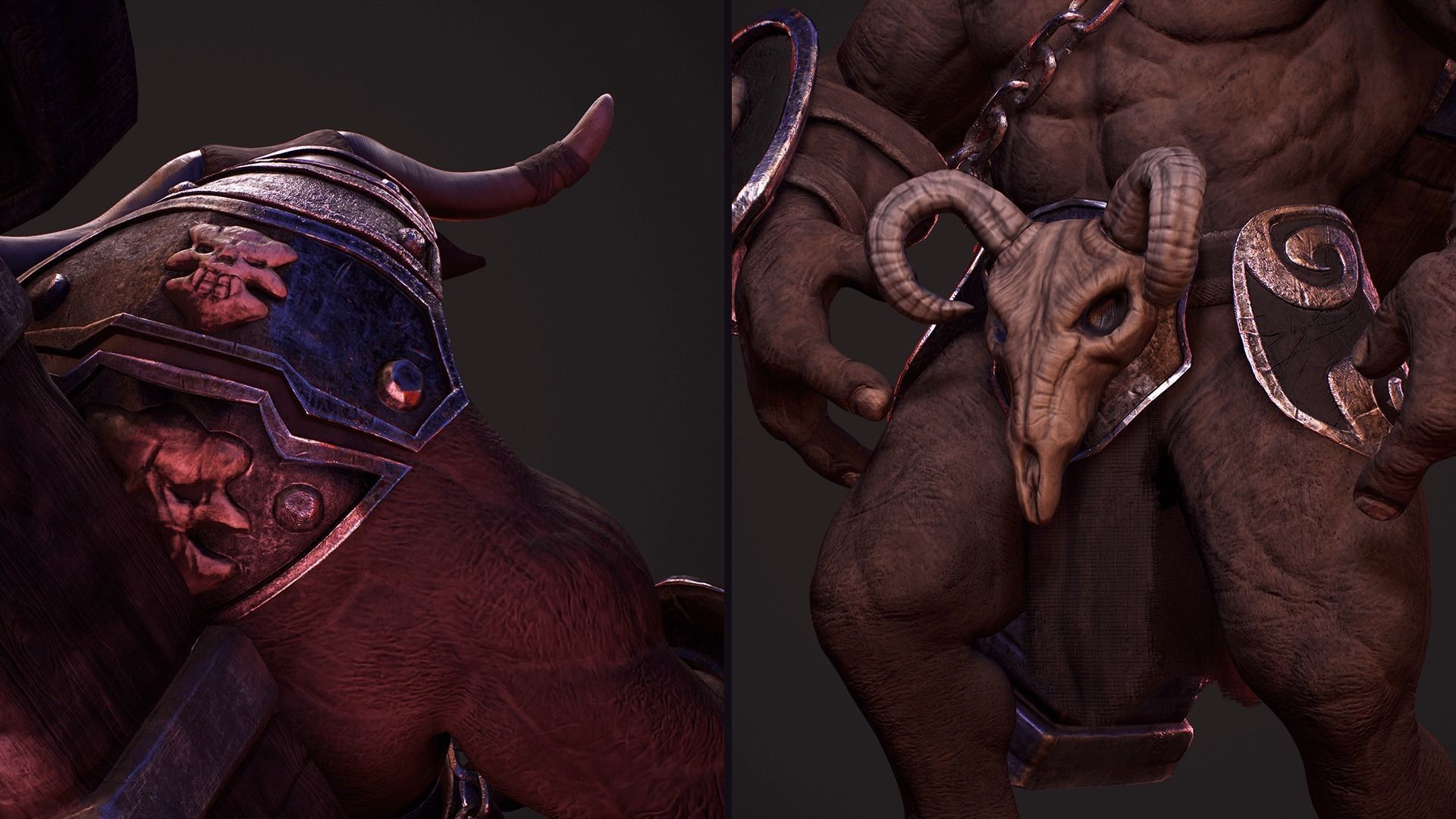 Modular Tauren Minotaur Monster Knight Warrior MMO RPG Low-poly 3D model_6