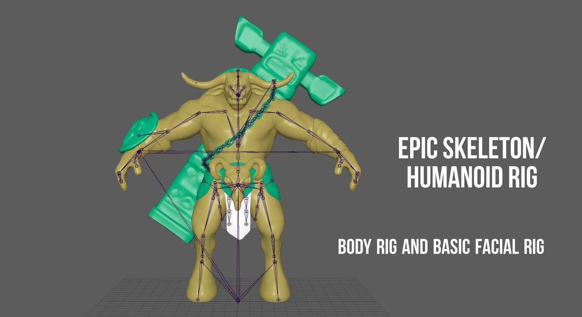 Modular Tauren Minotaur Monster Knight Warrior MMO RPG Low-poly 3D model_10