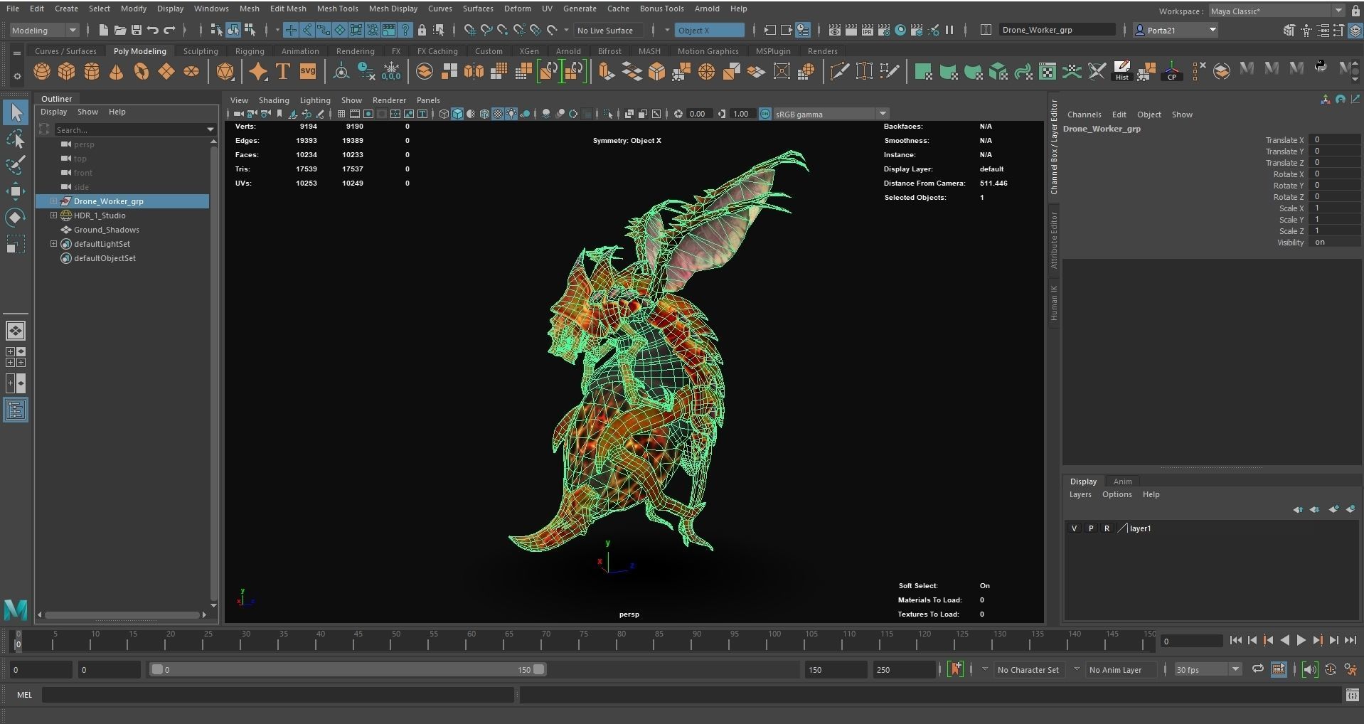 Drone Worker Low-poly 3D model_6