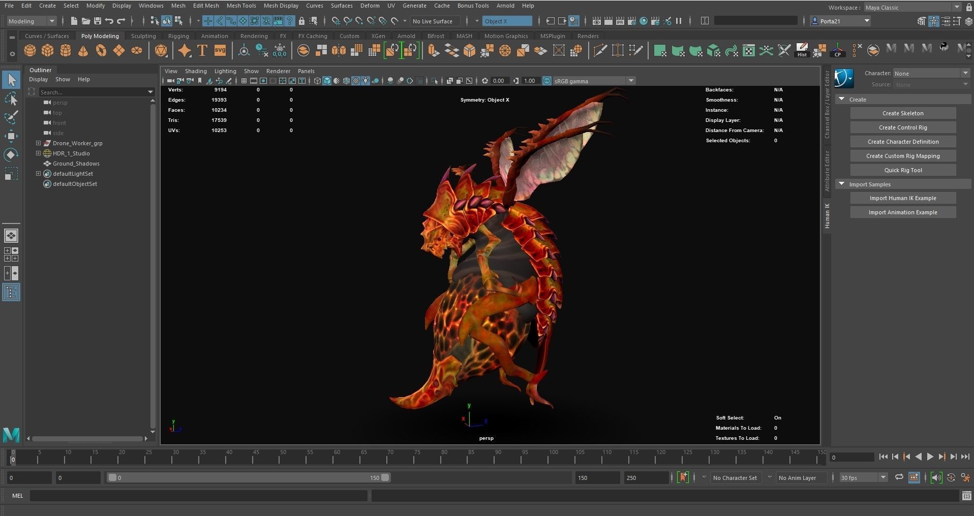 Drone Worker Low-poly 3D model_5
