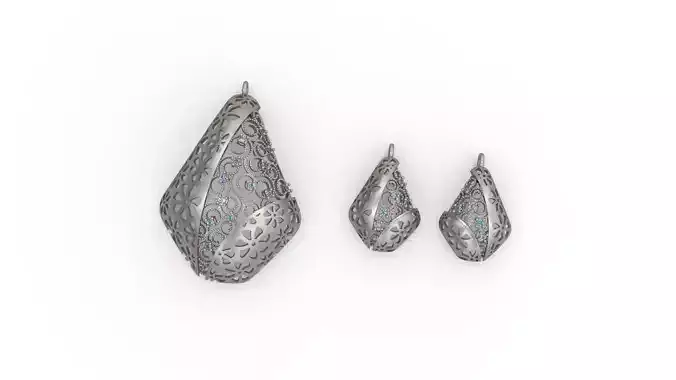 Ultra Vision Multistone Diamond Women Earrings and Pendants 3D print model