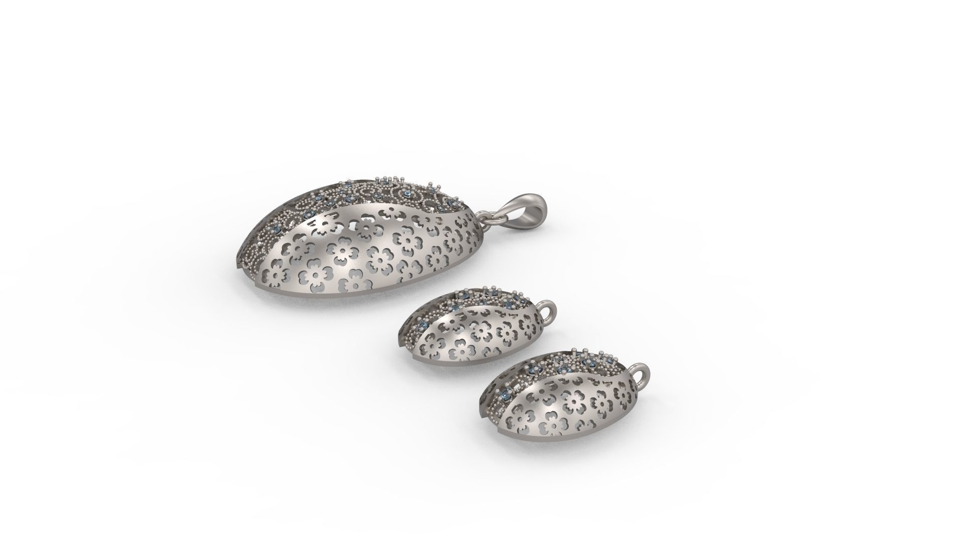 Ultra Vision Oval Egg Earring and Pendant Set  3D print model_4