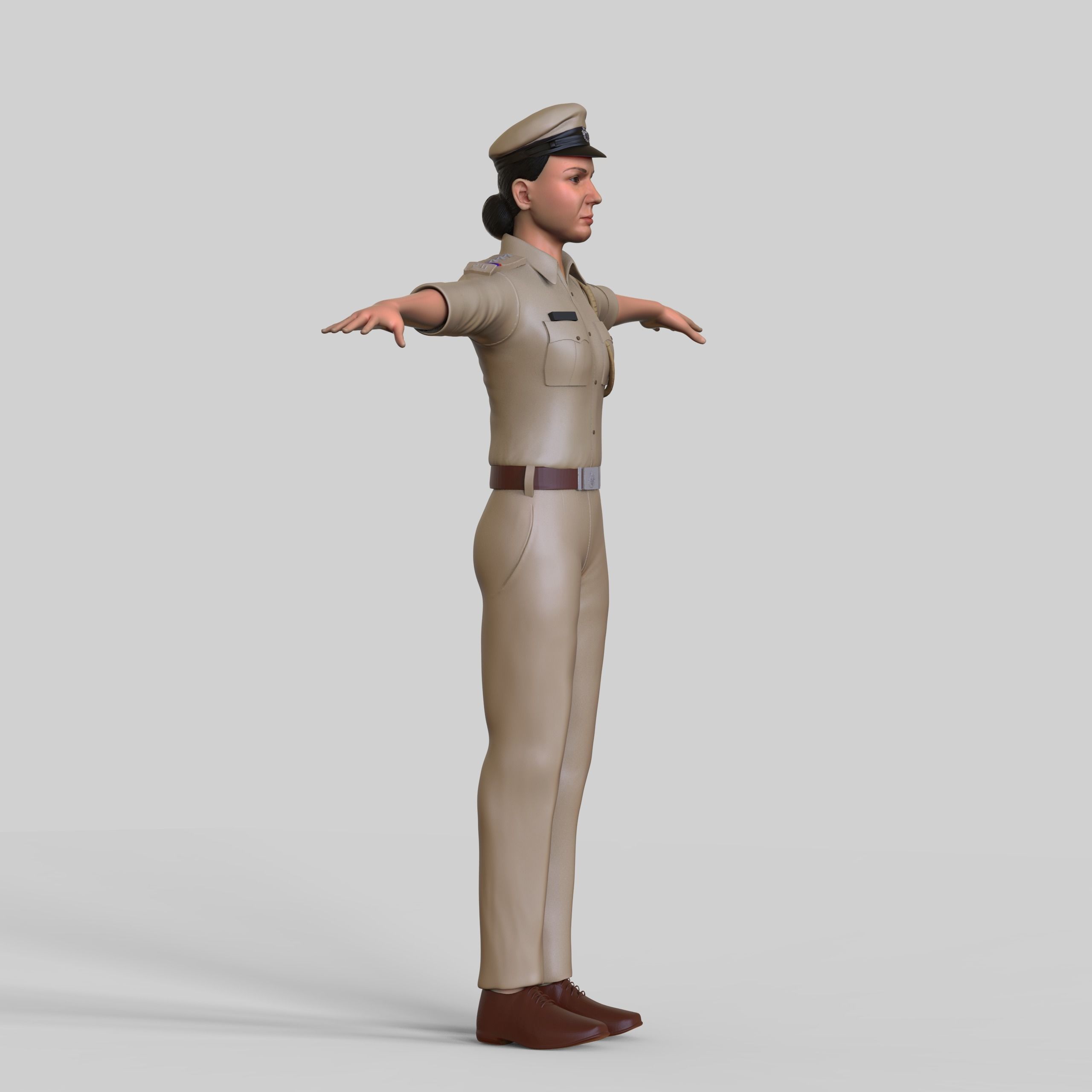 Police female Indian character Rigged Low-poly 3D model_4