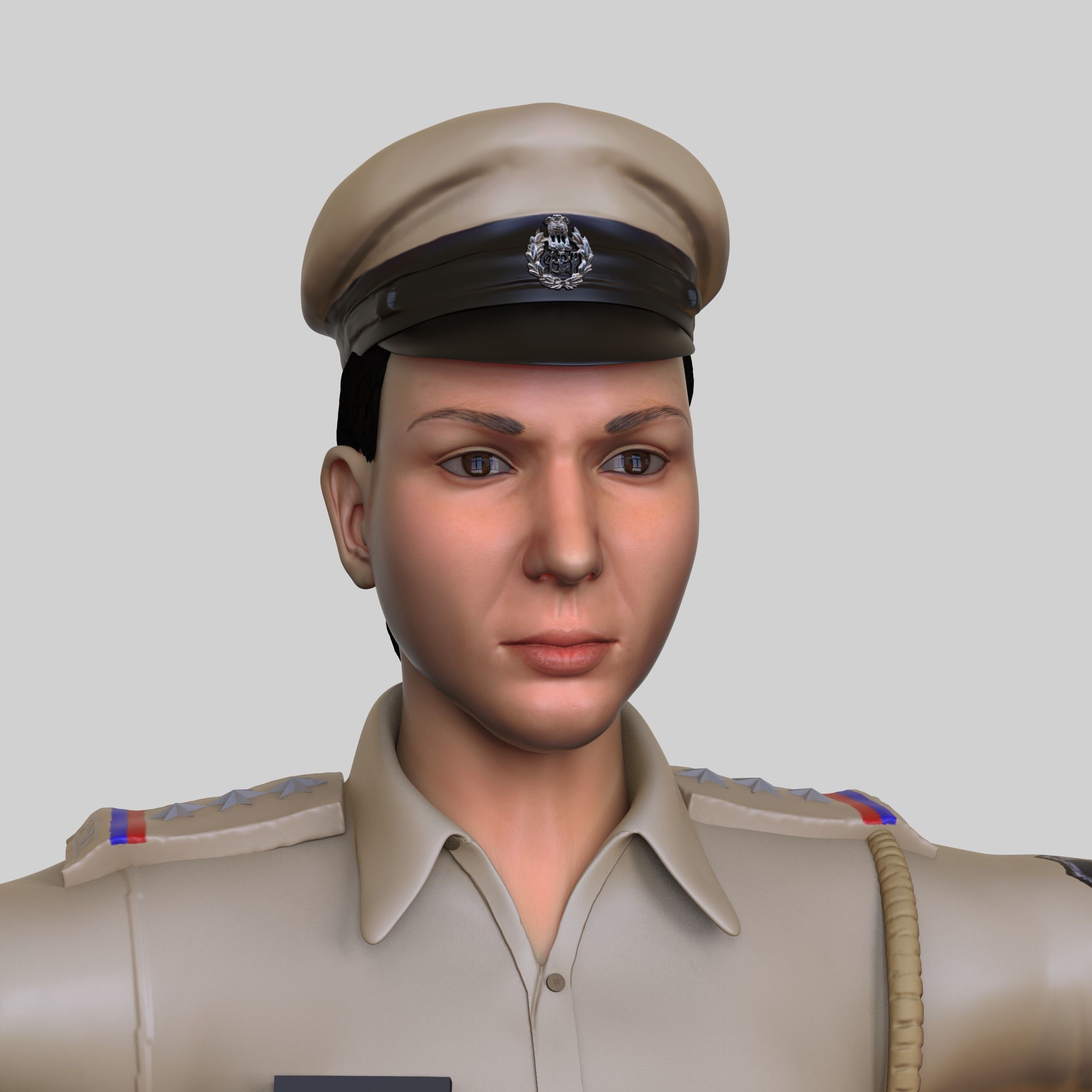 Police female Indian character Rigged Low-poly 3D model_2