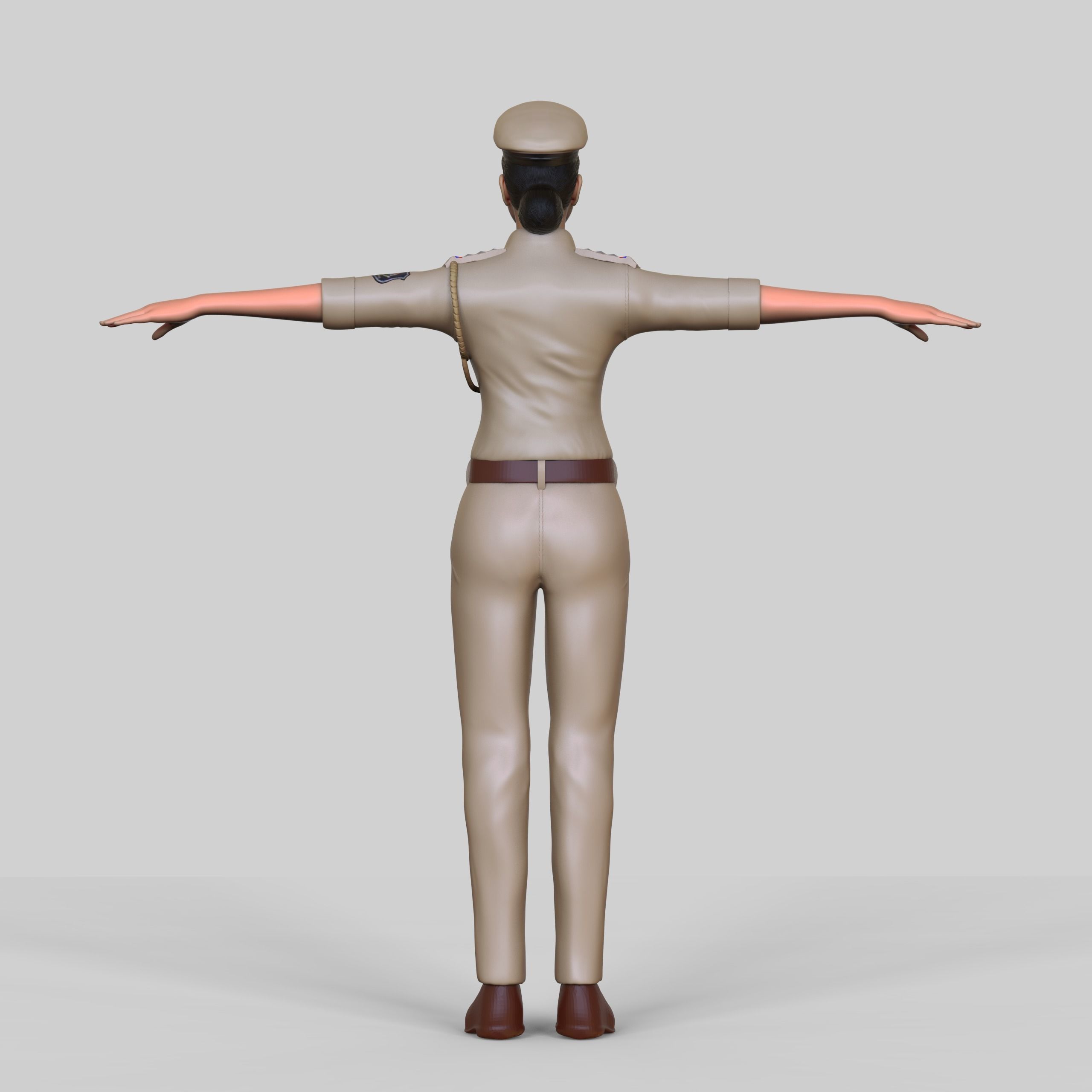 Police female Indian character Rigged Low-poly 3D model_3
