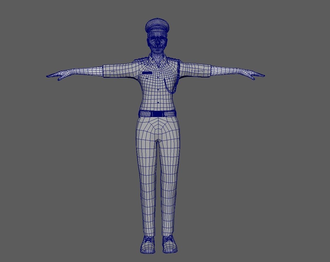 Police female Indian character Rigged Low-poly 3D model_5