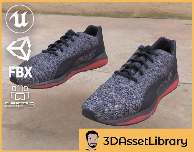 Trainers Full 3D Scan for Unreal Unity Reallusion FBX 3D model Low-poly 3D model