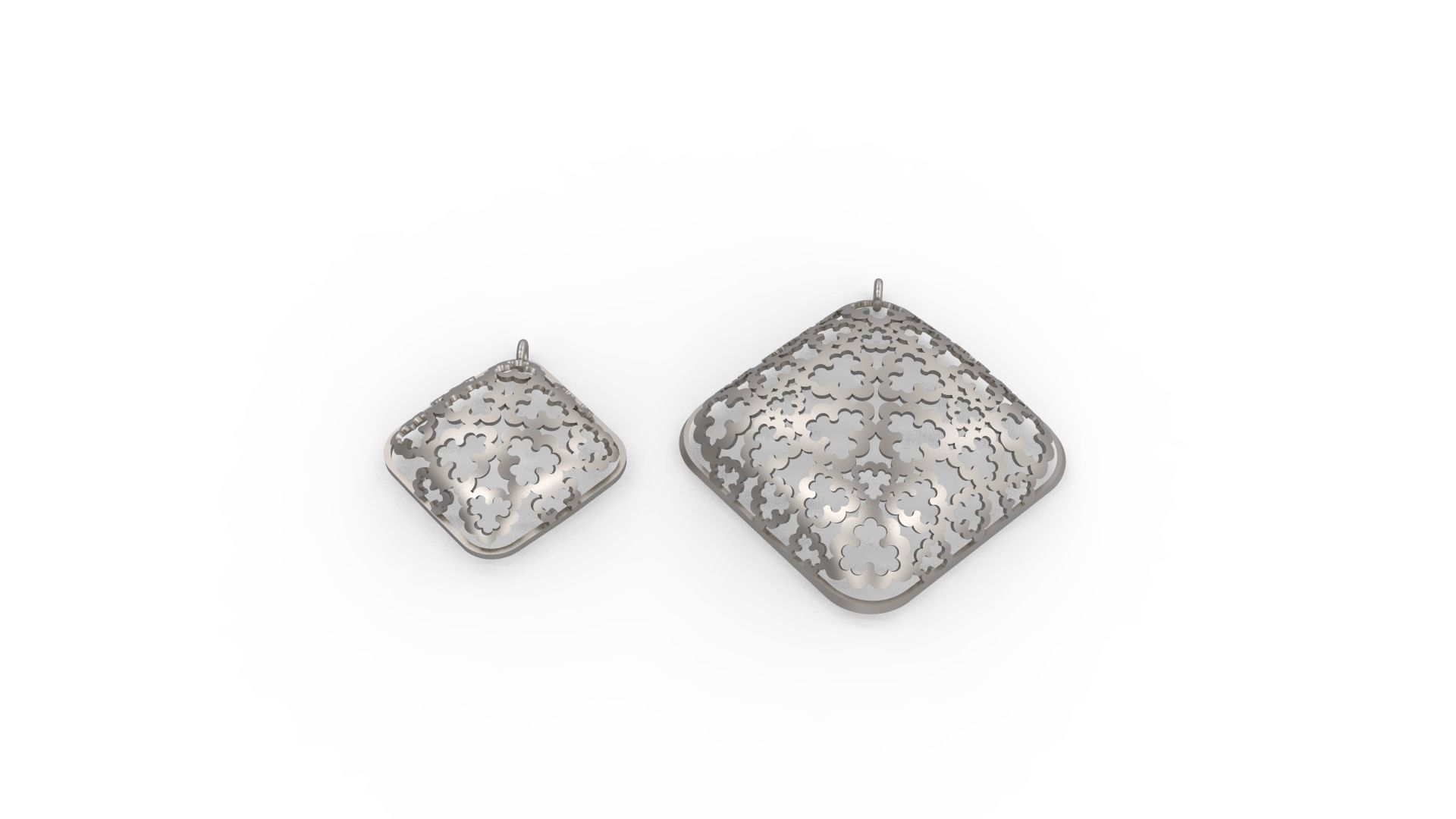 Ultra Vision Square Earrings and Pendant Set 3D print model_6