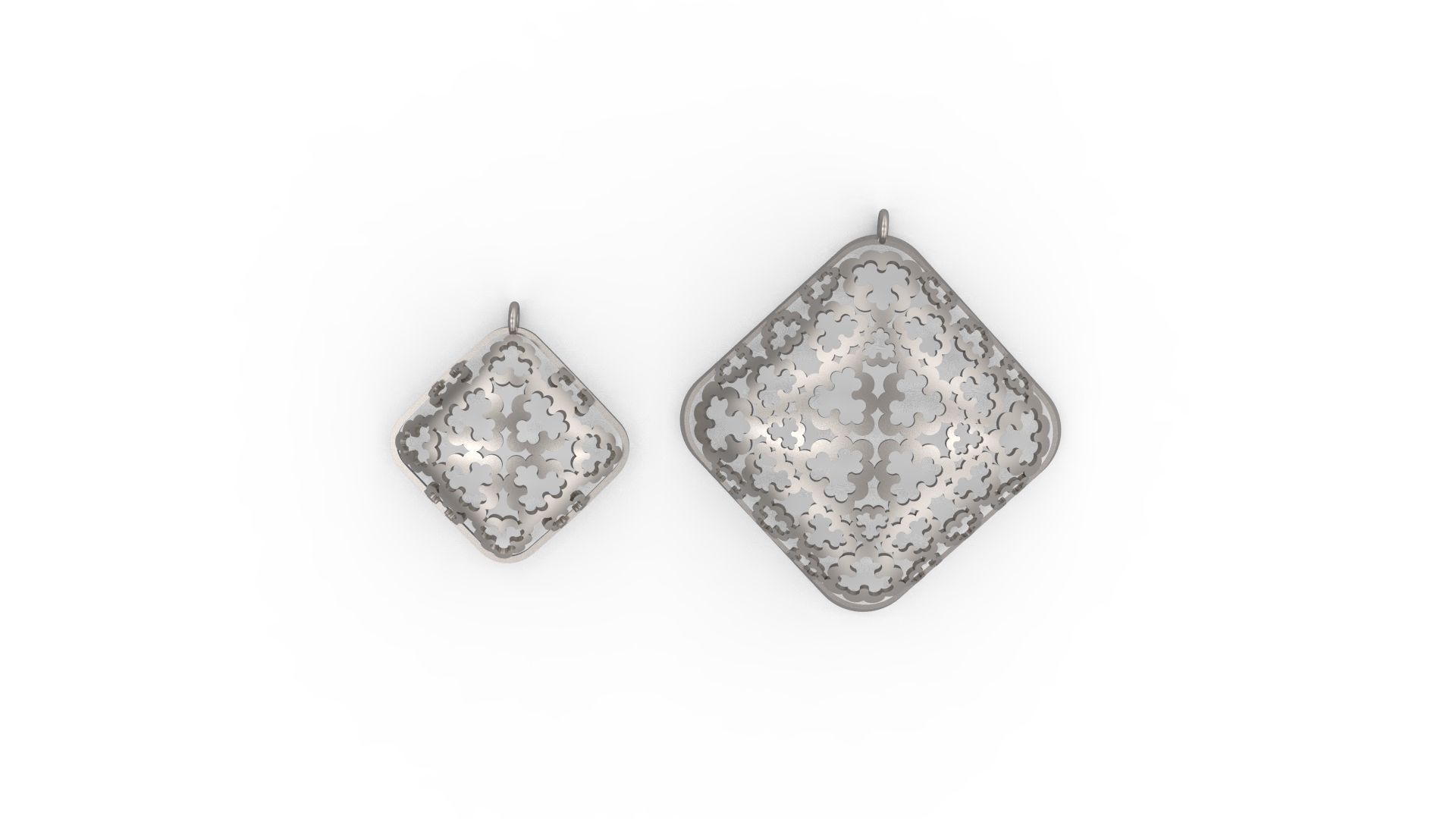Ultra Vision Square Earrings and Pendant Set 3D print model_7