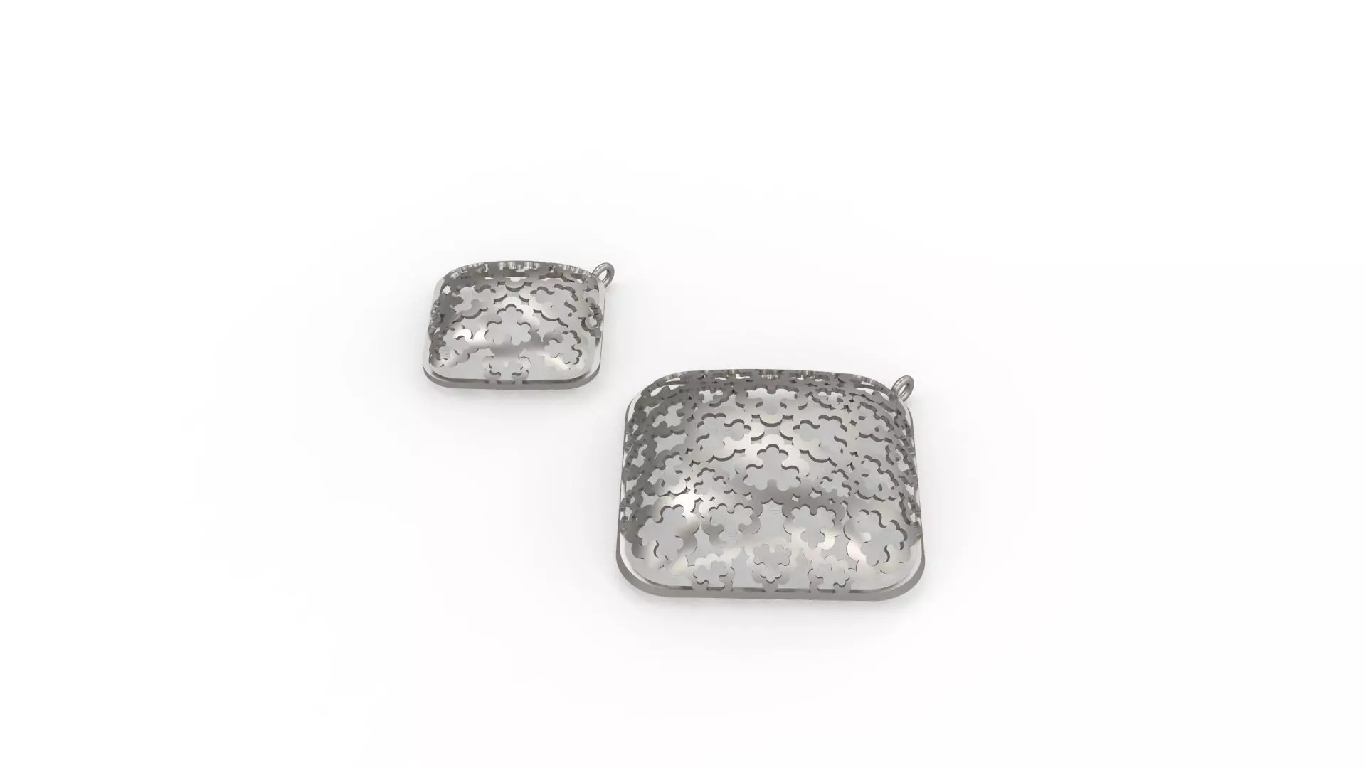 Ultra Vision Square Earrings and Pendant Set 3D print model_0