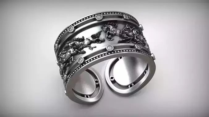 Horses Diamond Adjustable Unisex Ring