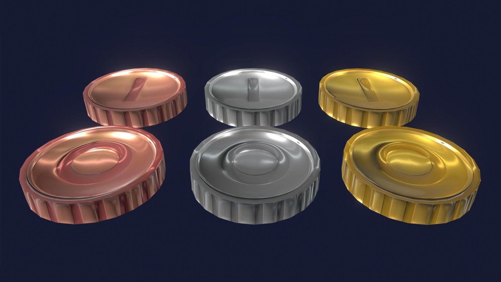 Coin pack Low-poly 3D model_1