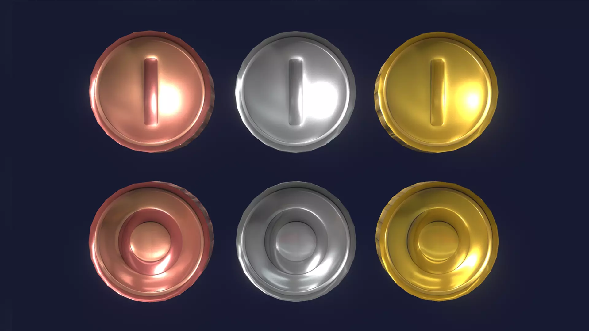 Coin pack Low-poly 3D model_0