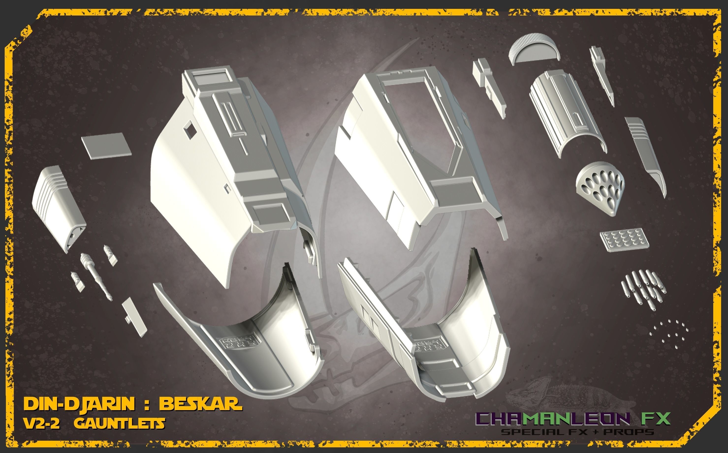 Din Djarin Mandalorian Beskar Gauntlets Cosplay Armor 3D print model_9