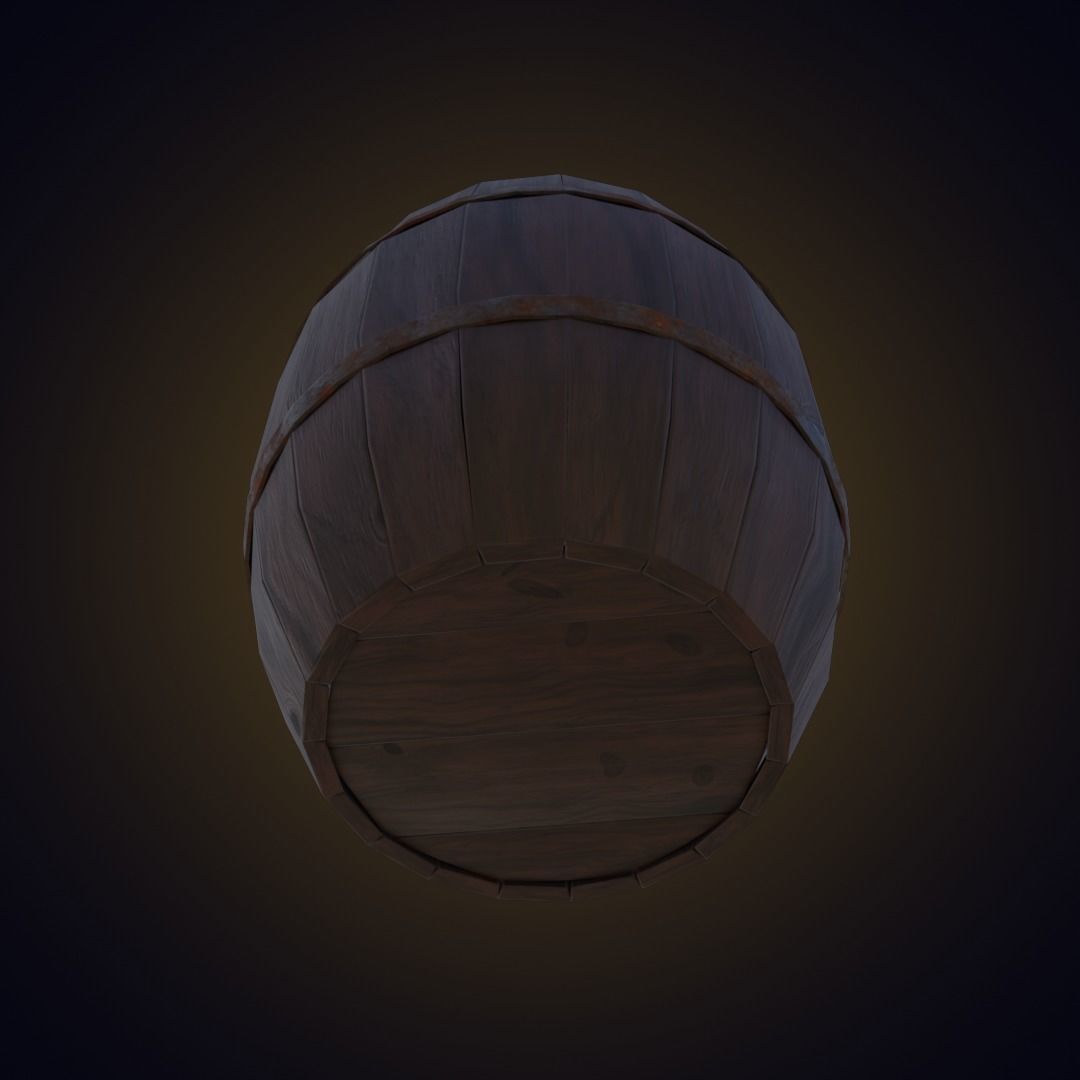 Old barrel with rusted lantern PBR low-poly game-ready Low-poly 3D model_4