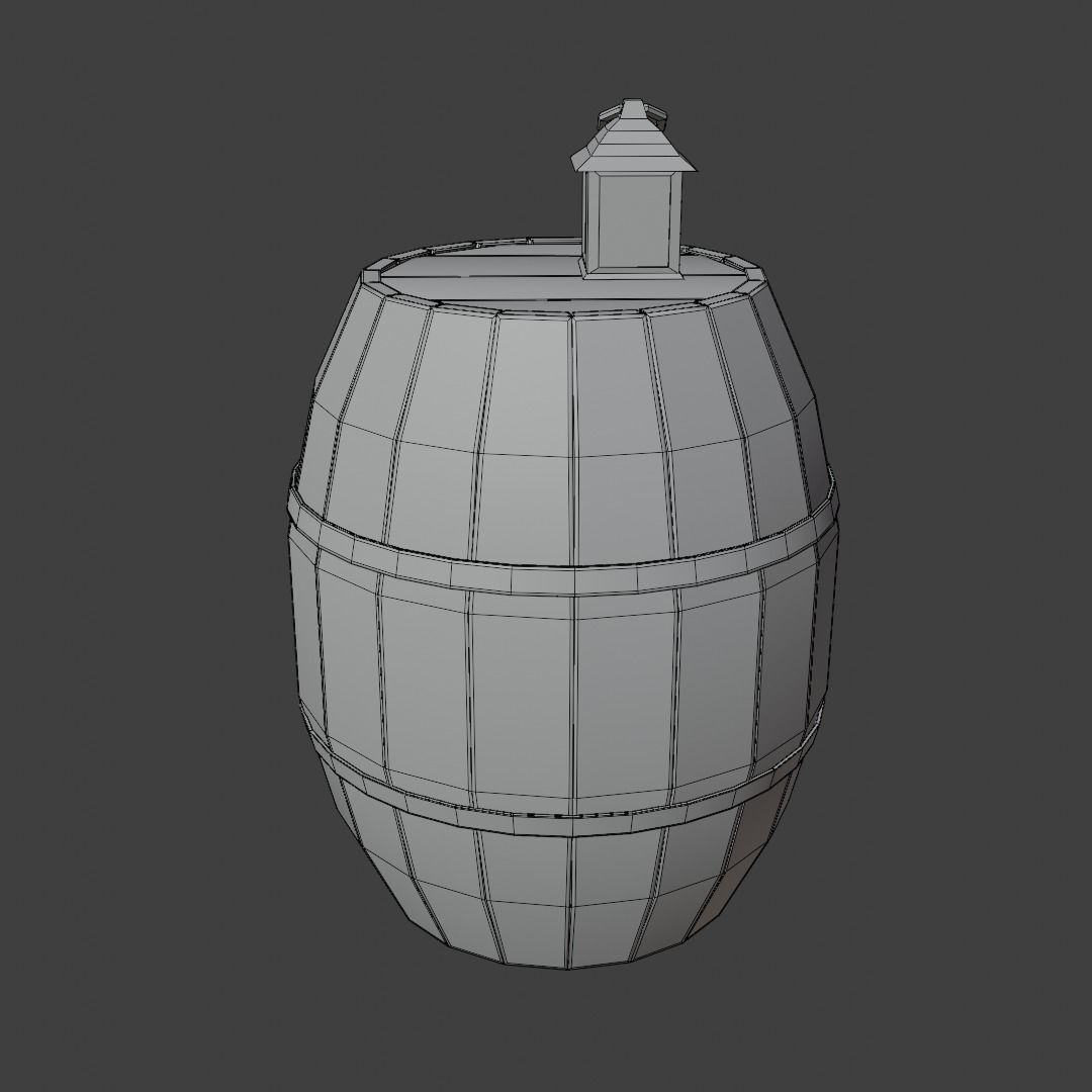 Old barrel with rusted lantern PBR low-poly game-ready Low-poly 3D model_6
