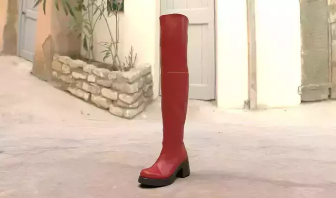 Red high boot for women