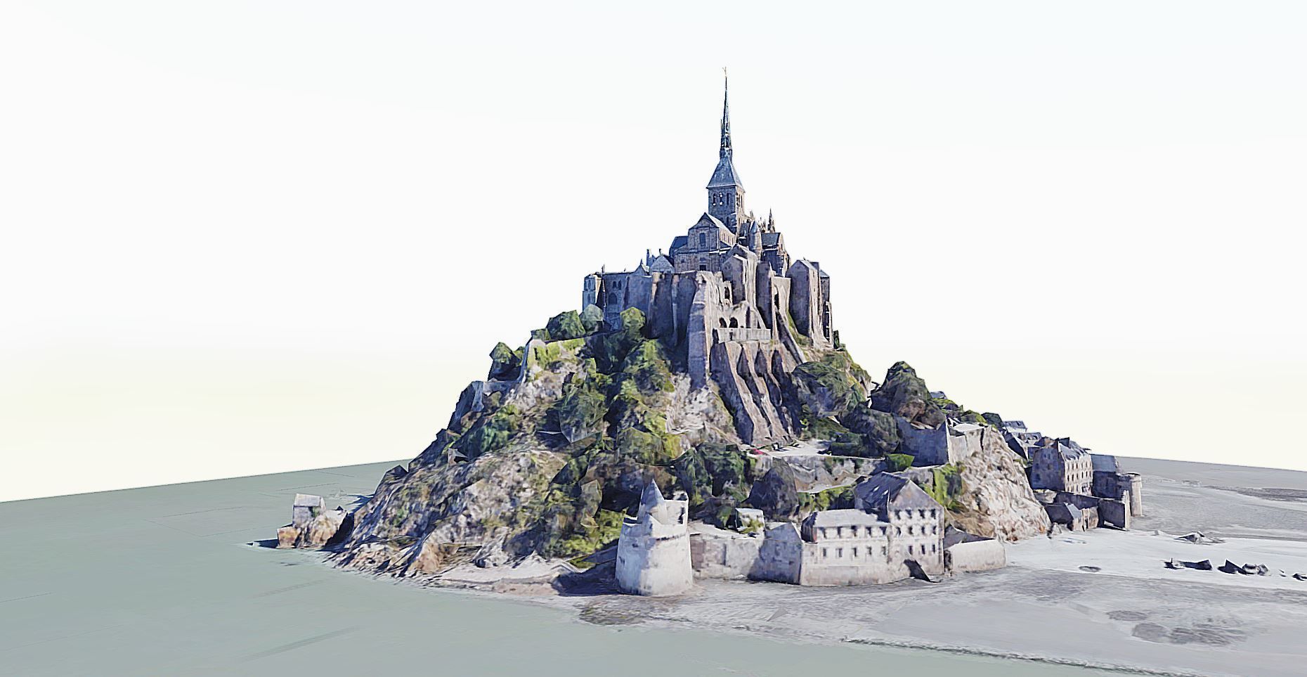 St Michaels Mount-Mont Saint Michel Low-poly 3D model_1