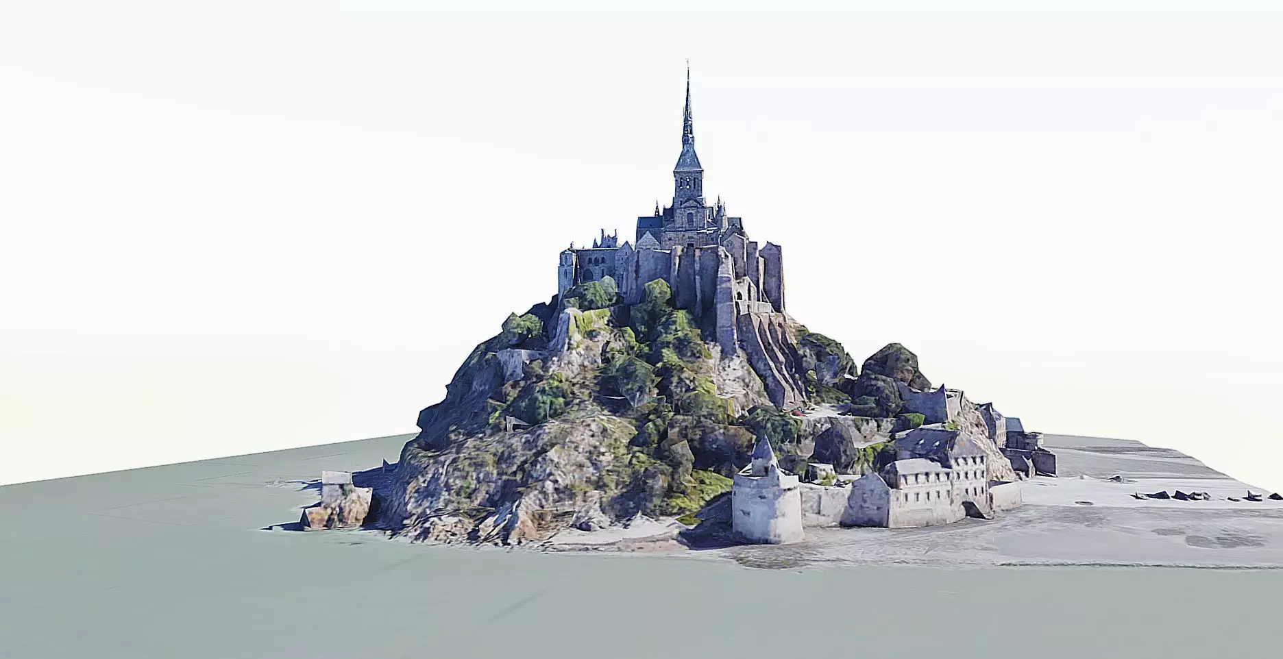 St Michaels Mount-Mont Saint Michel Low-poly 3D model_0
