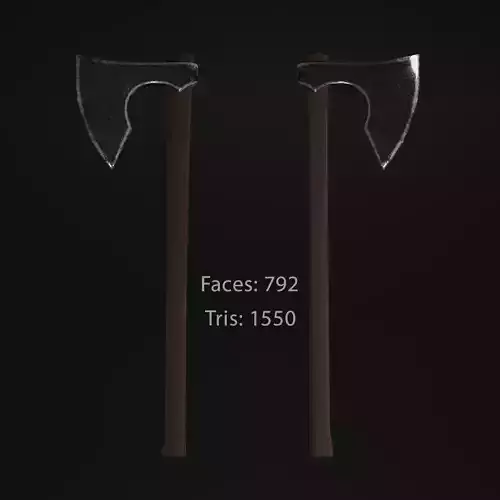 Viking axe with scratches LOW POLY MODEL