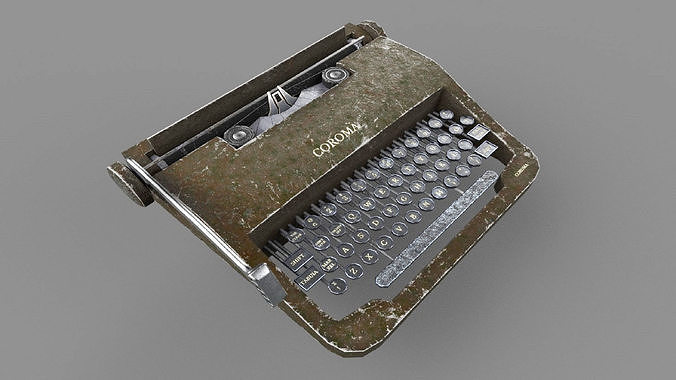 Vintage tabletop typewriter PBR low-poly game ready Low-poly 3D model