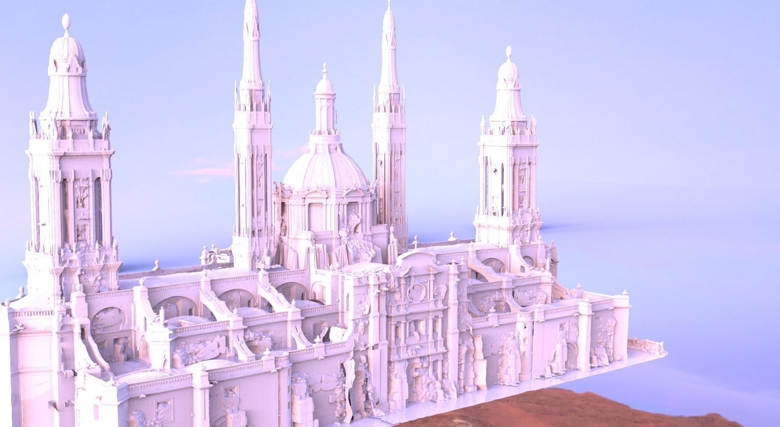 Fantasy Architecture High Fantasy Ornate city Library 3D model_3