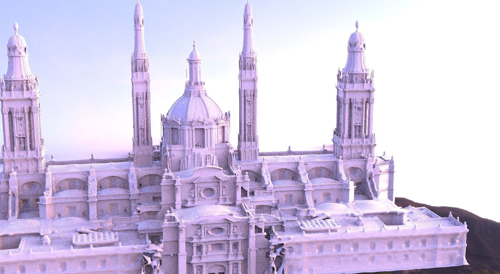 Fantasy Architecture High Fantasy Ornate city Library 3D model_2