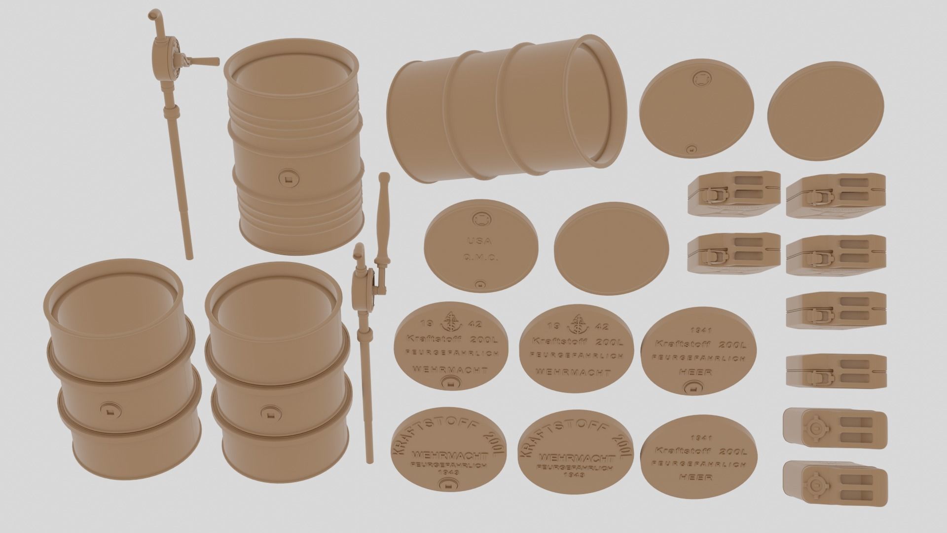 US and German WWII Fuel containers For 3d Resin Printing 3D print model_2