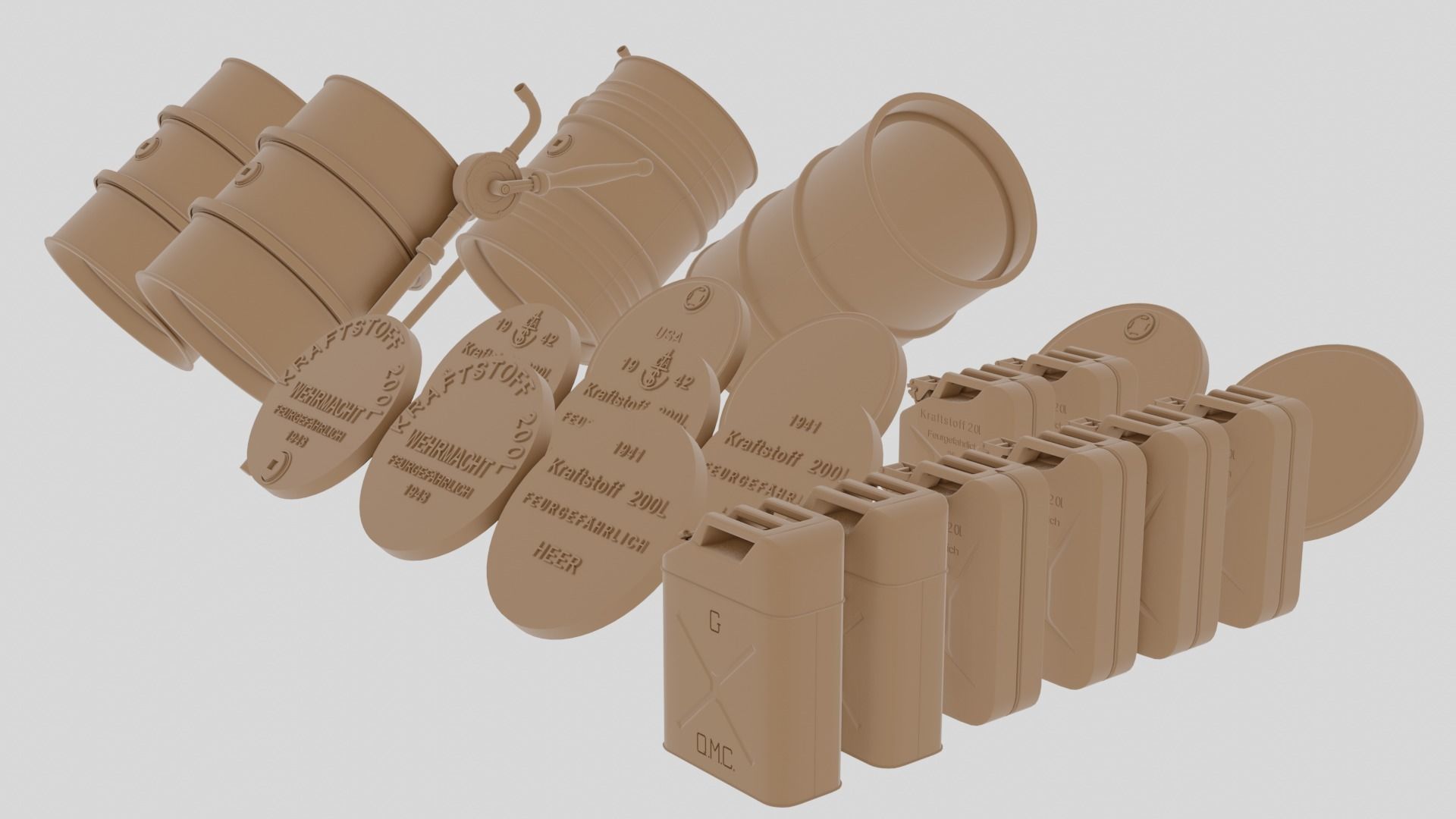 US and German WWII Fuel containers For 3d Resin Printing 3D print model_1