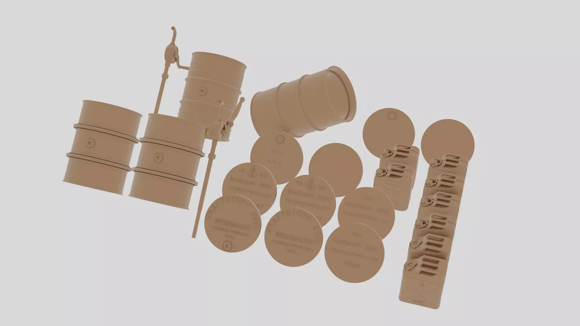 US and German WWII Fuel containers For 3d Resin Printing 3D print model_0