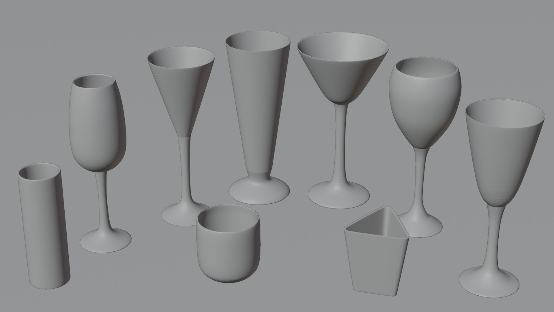 Set of glasses and goblets for the interior 3D model_1