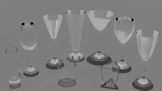 Set of glasses and goblets for the interior