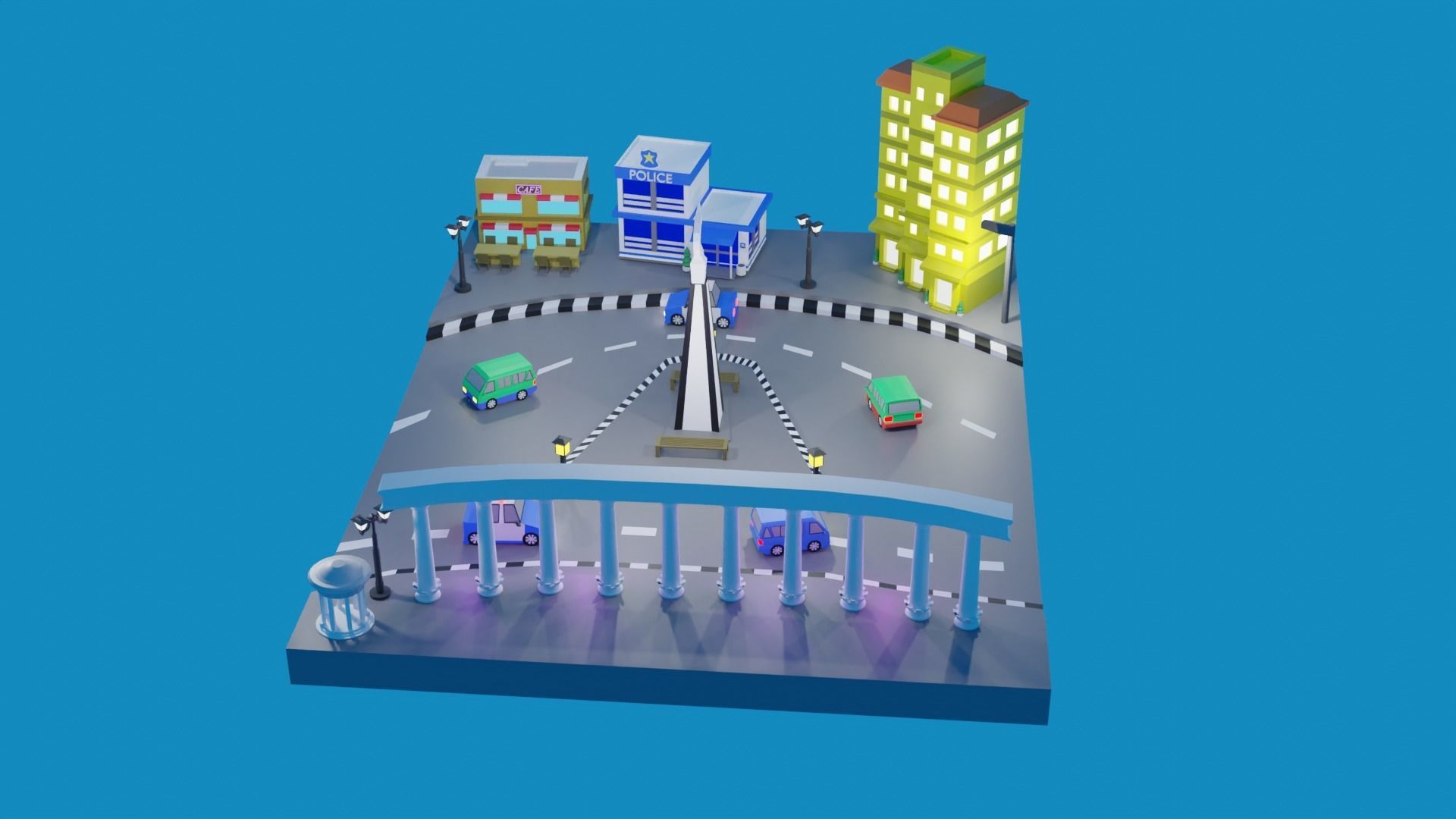 isometric 3d landmark  3D model_2