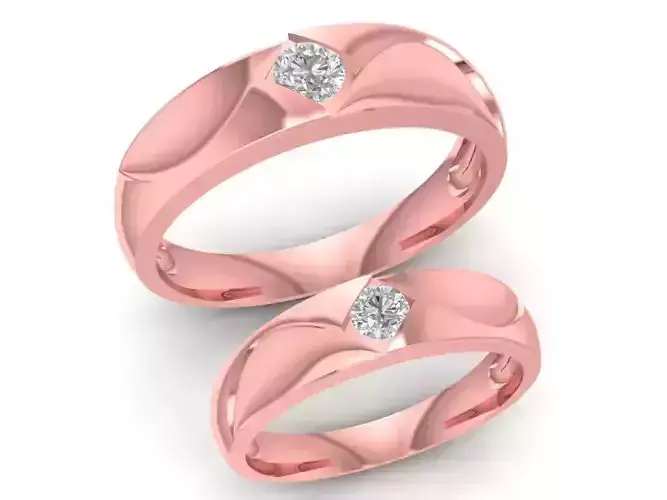 Modern Twist Diamond Couple Rings Set  951