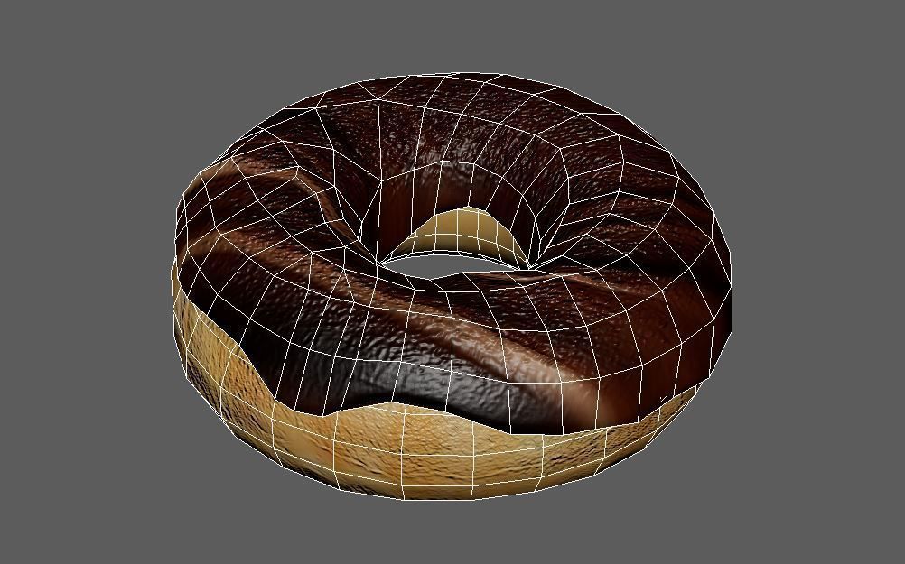 Donat chocolate donut Low-poly 3D model_3
