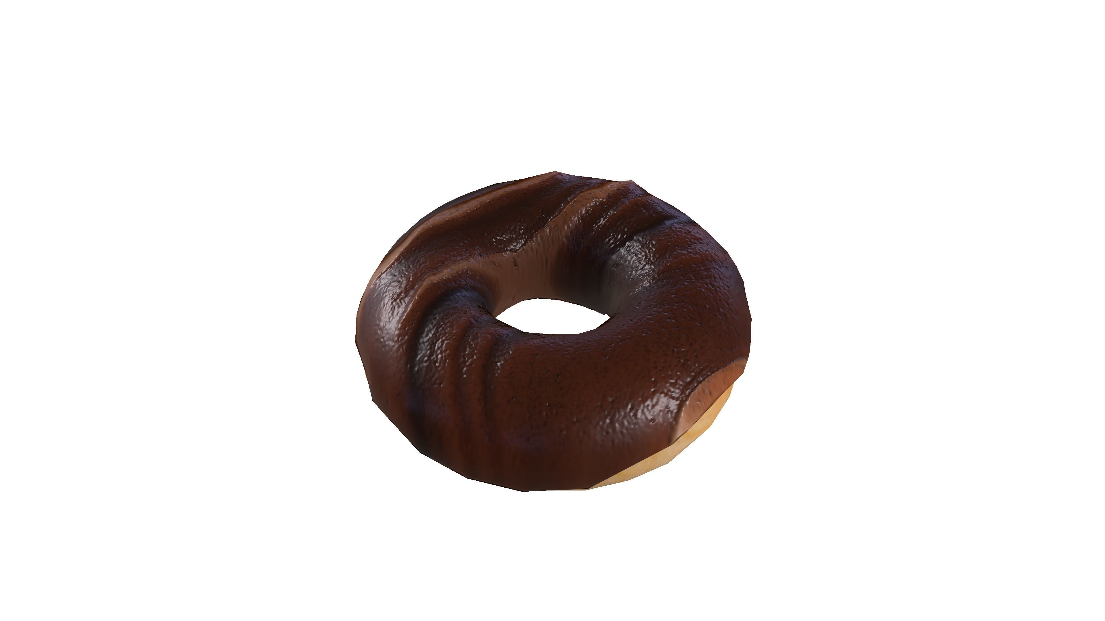Donat chocolate donut Low-poly 3D model_1