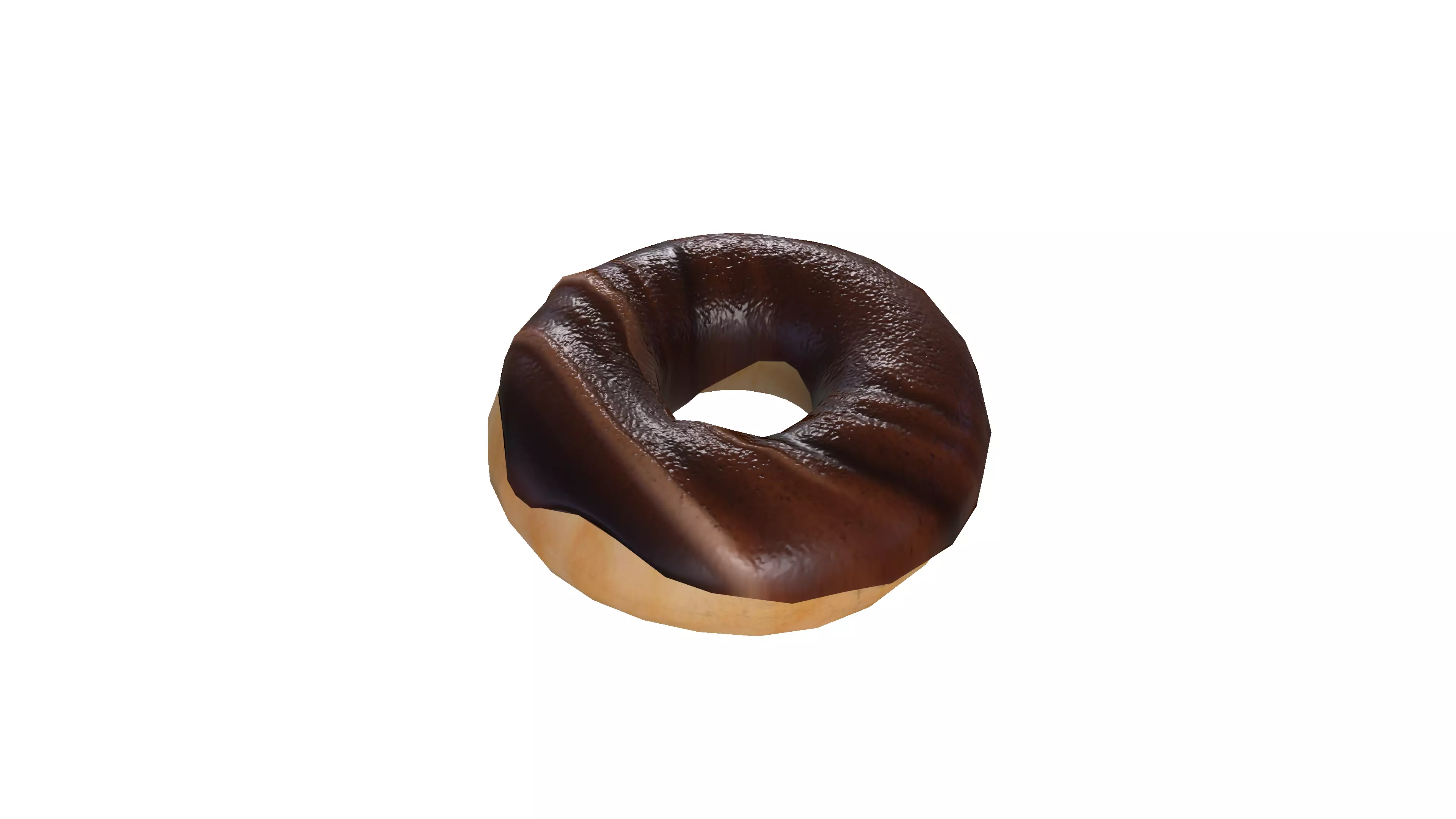 Donat chocolate donut Low-poly 3D model_0