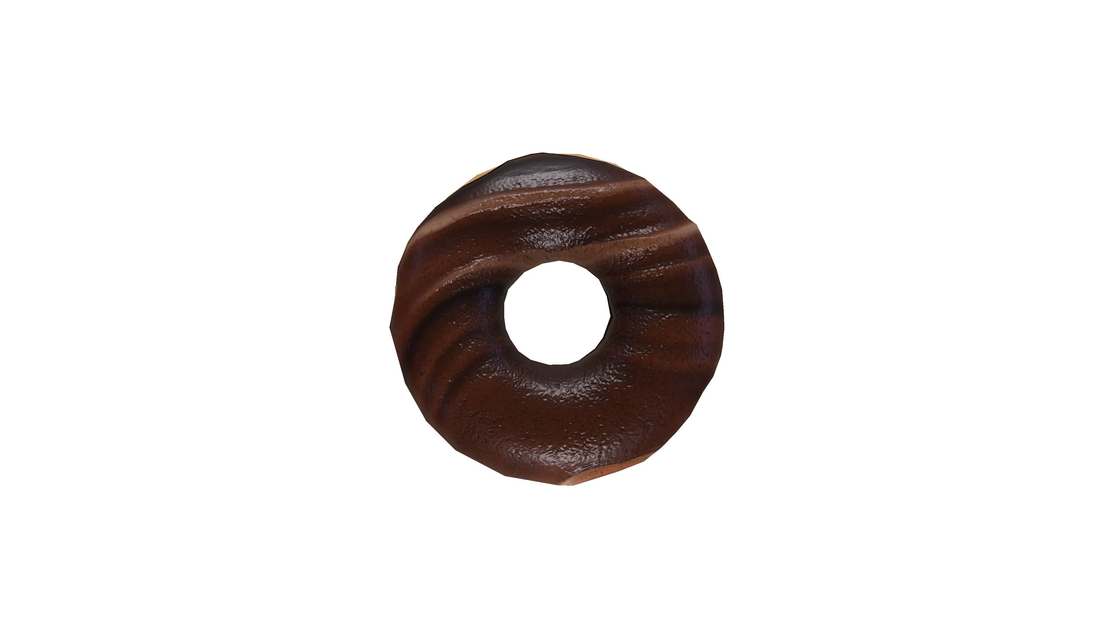 Donat chocolate donut Low-poly 3D model_2
