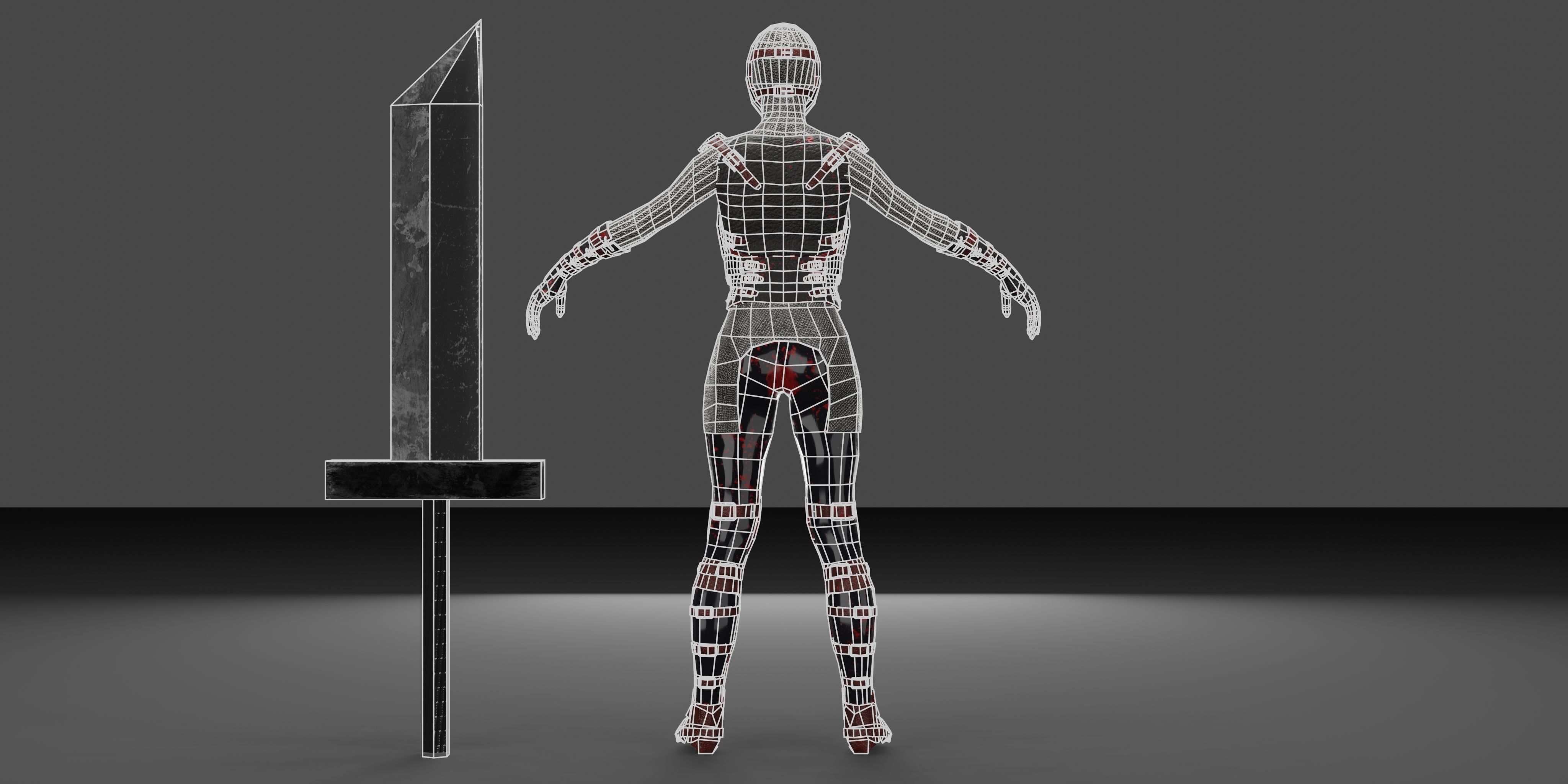 Knight Girl with Sword Low-poly 3D model_6