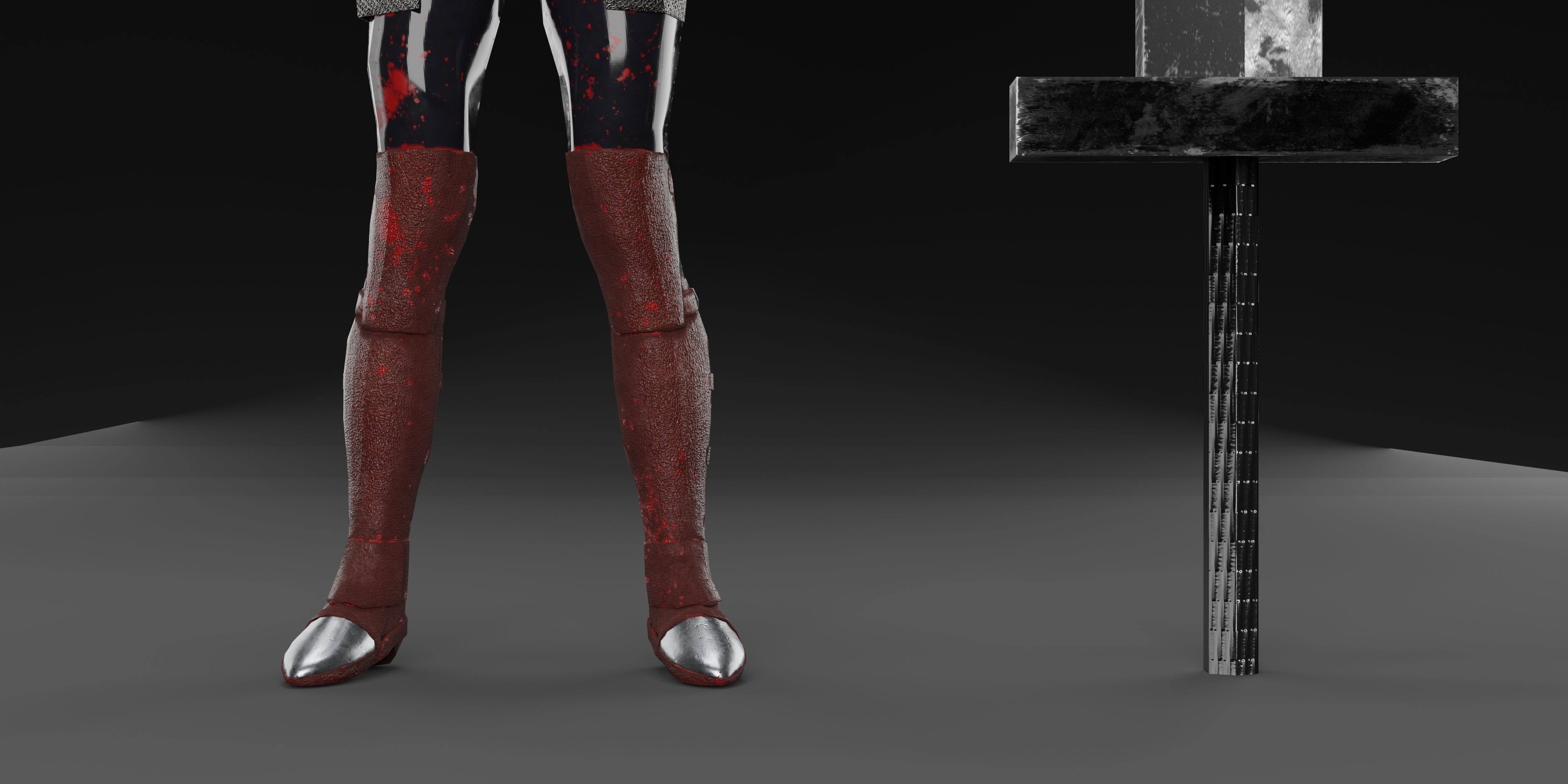 Knight Girl with Sword Low-poly 3D model_4