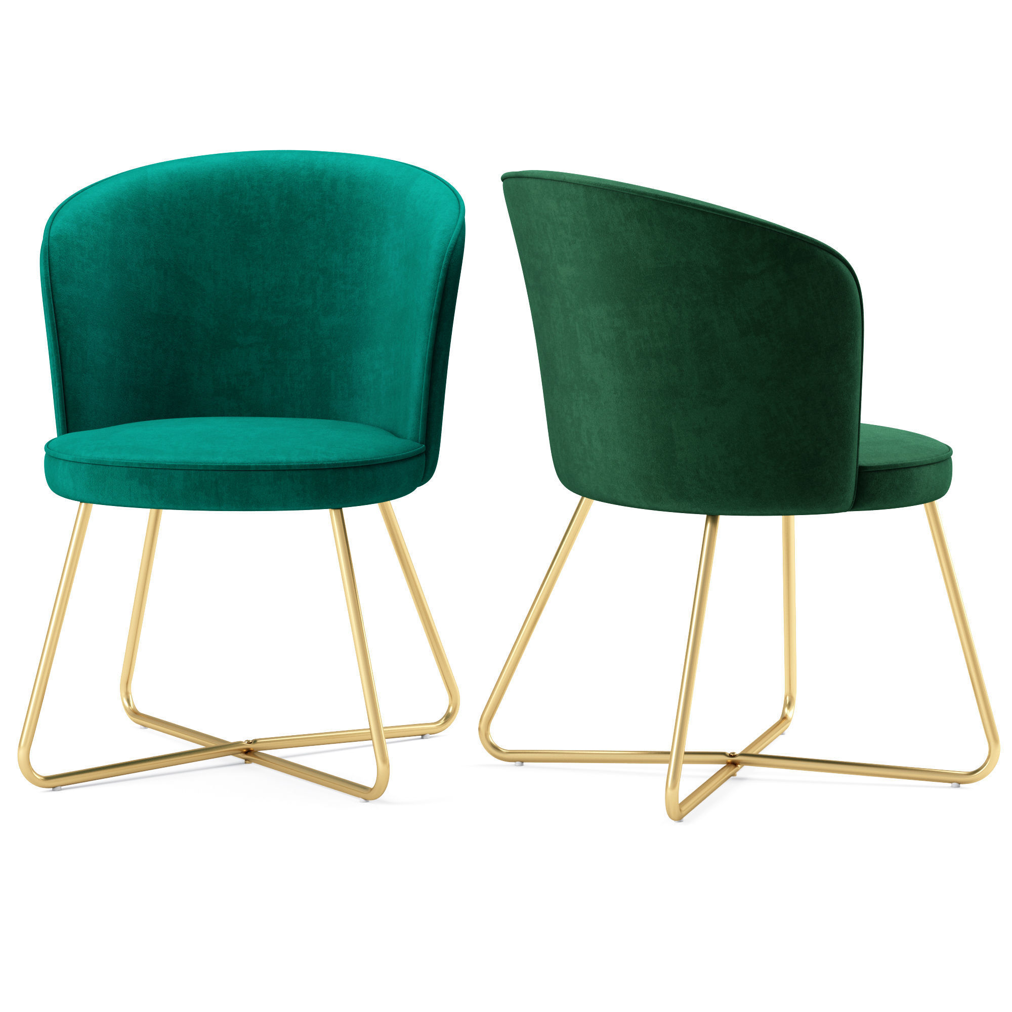 Chair Model velvet dining with gold legs 3D model_1