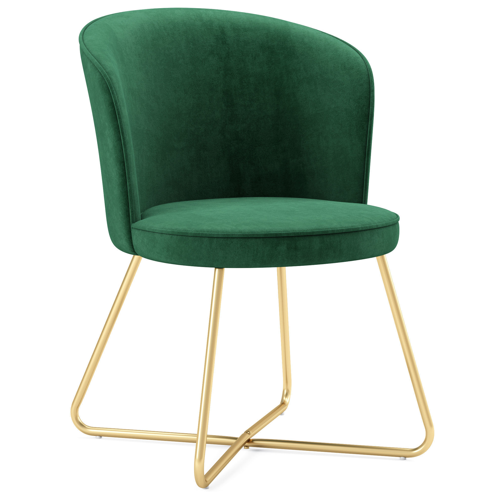 Chair Model velvet dining with gold legs 3D model_8