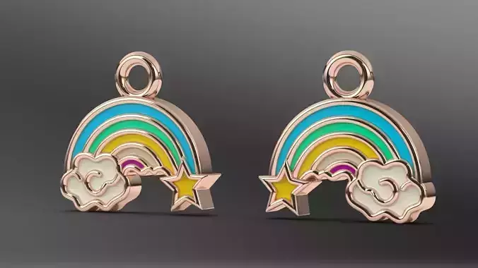 Dainty Rainbow cloud charm pendant 