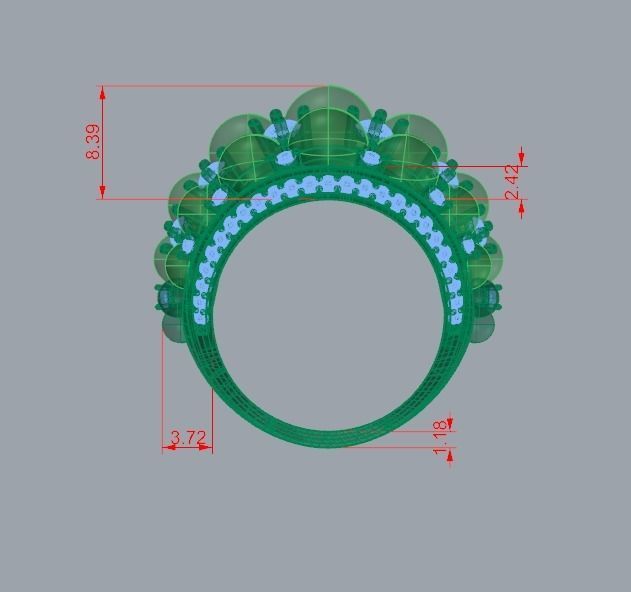 pearl Dimond ring 3D print model_6